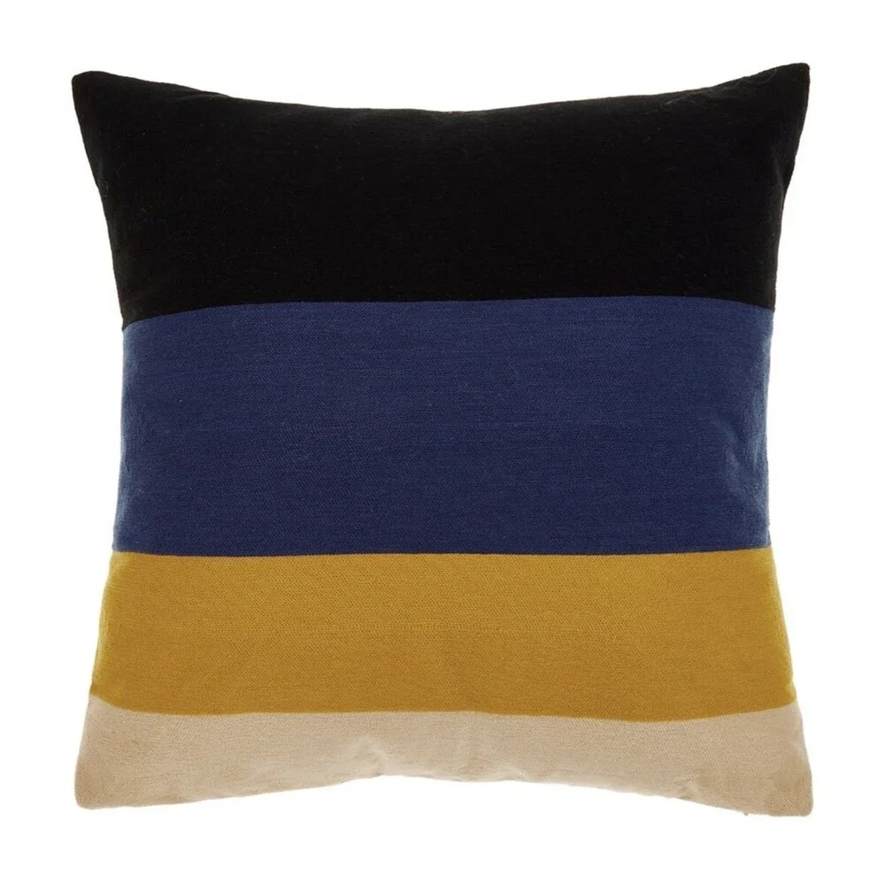 Crewel Embroidered Stripe Square Throw Pillow 20